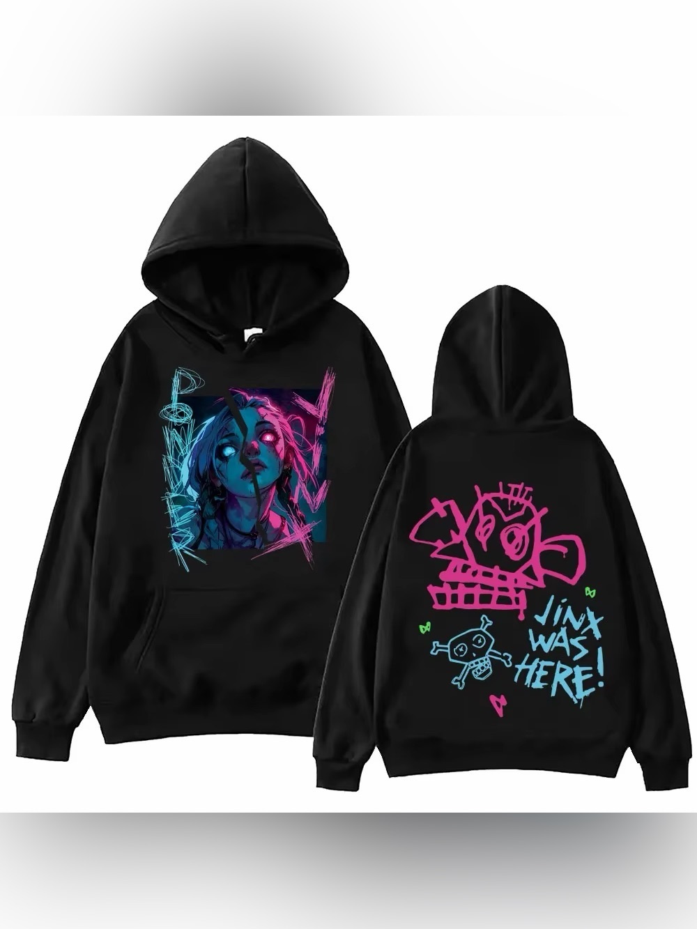 Arcane-Jinx Hoodie Harajuku Hip Hop Pullover Tops Sweatshirt Fans Gift Hoody